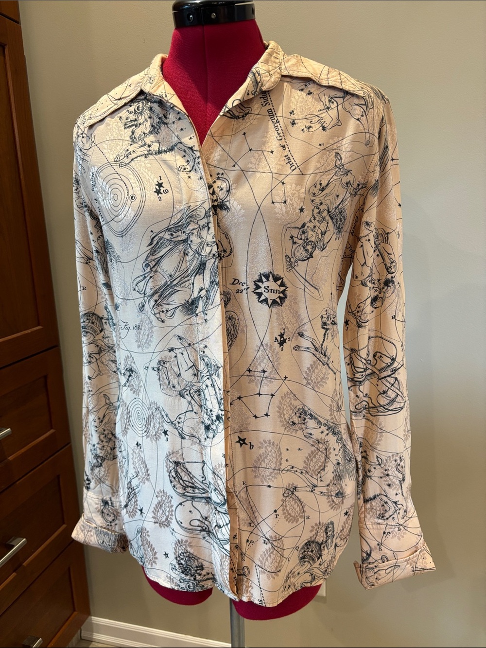NWOT ✨ Acne Studios Gleaming Zodiac Star Map Button Down Shirt Sz 2 / XXS - XS